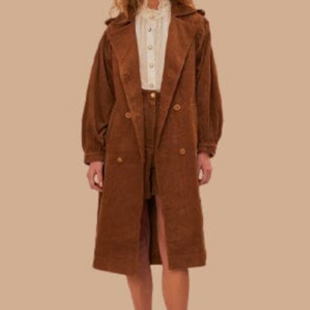 Farm Rio Carmel Corduroy Trench Coat Size M